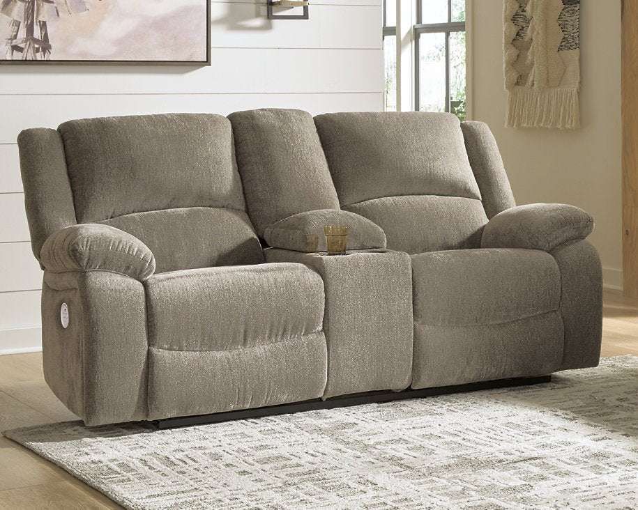 Draycoll Power Reclining Loveseat with Console Half Price Furniture