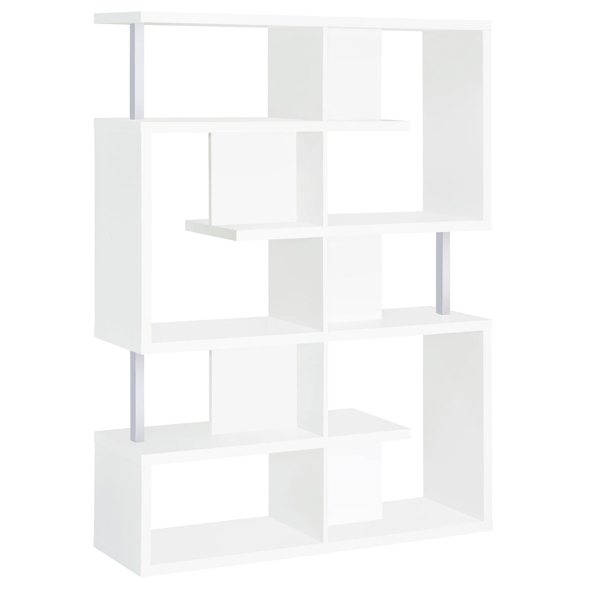 Hoover 5-tier Bookcase White and Chrome Hoover 5-tier Bookcase White and Chrome Half Price Furniture