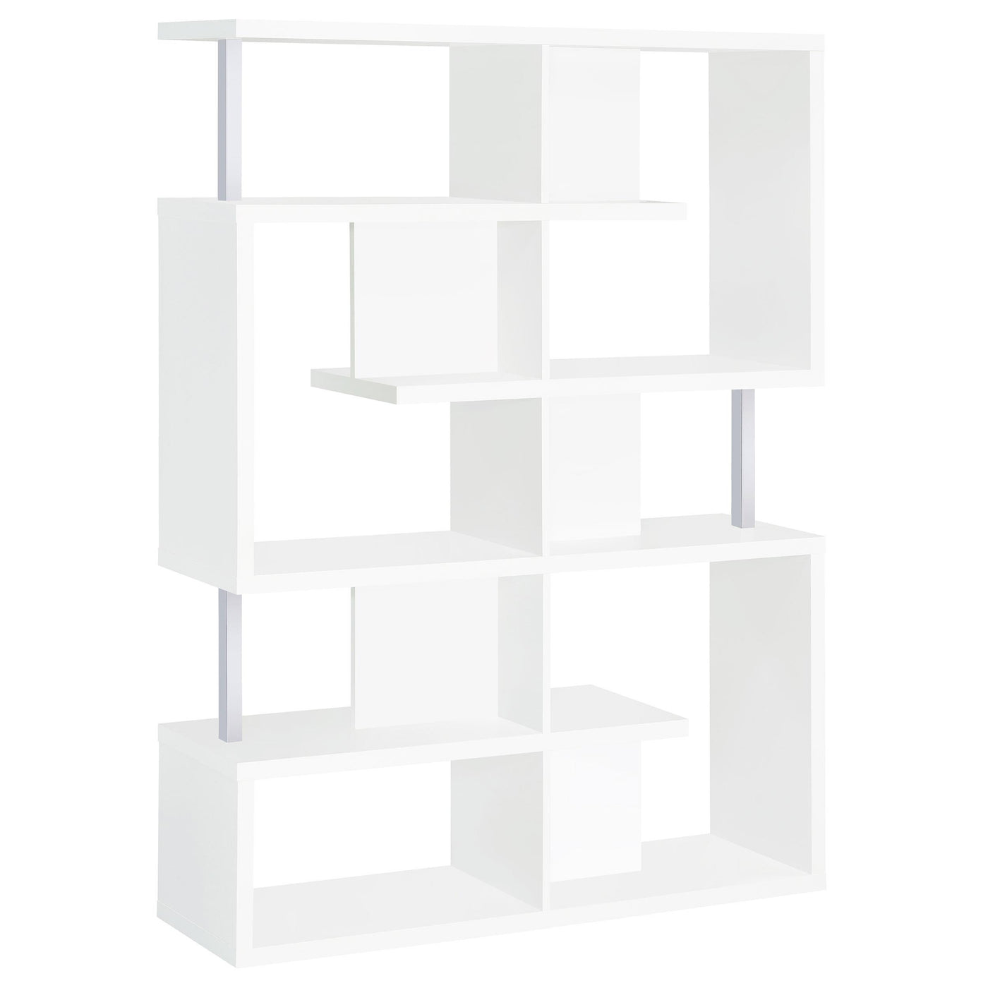 Hoover 5-tier Bookcase White and Chrome Half Price Furniture