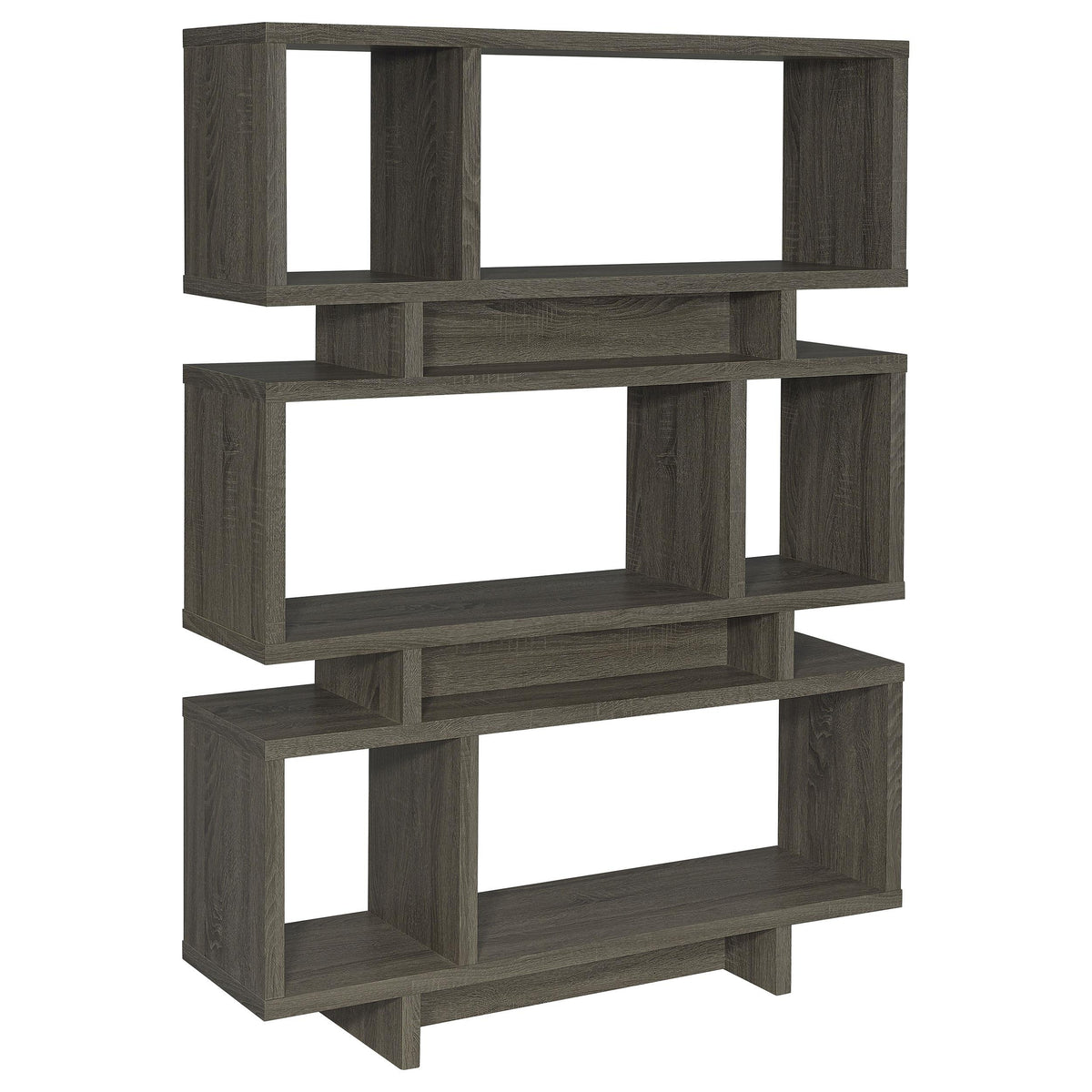 Reid 3-tier Geometric Bookcase Weathered Grey Reid 3-tier Geometric Bookcase Weathered Grey Half Price Furniture