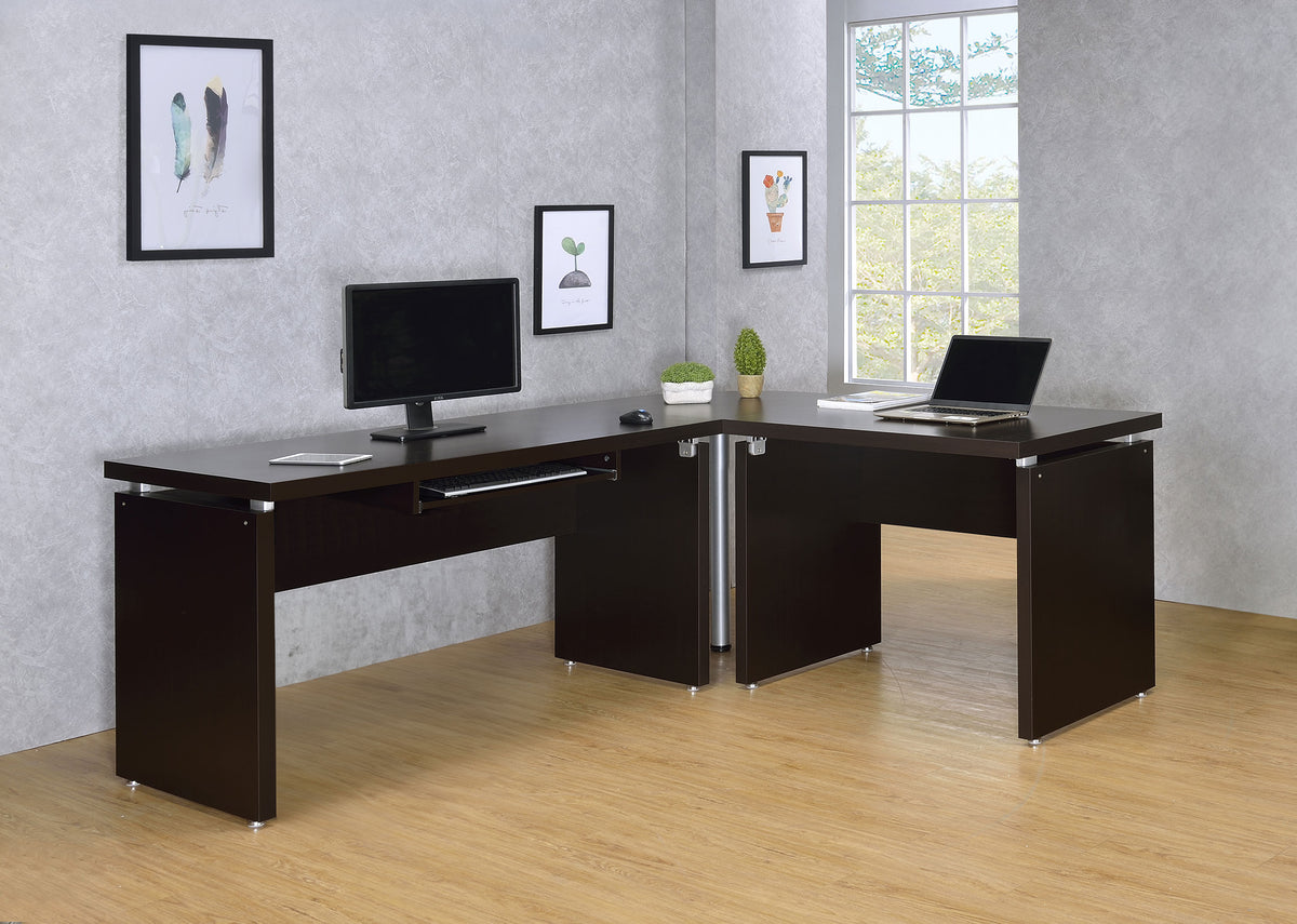 Skylar Engineered Wood L-Shape Computer Desk Cappuccino Half Price Furniture
