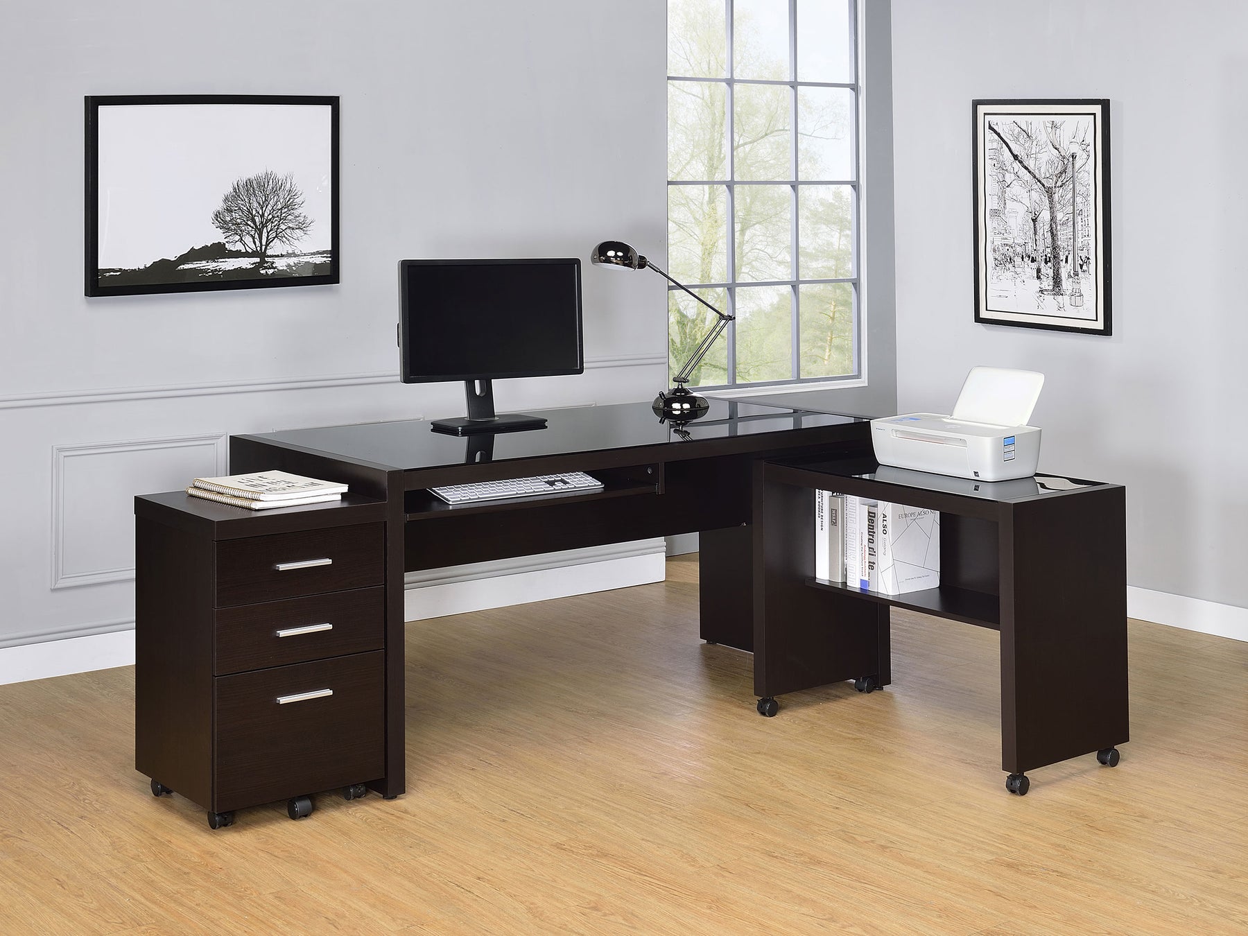 Skeena 3-piece Home Office Set Cappuccino Half Price Furniture