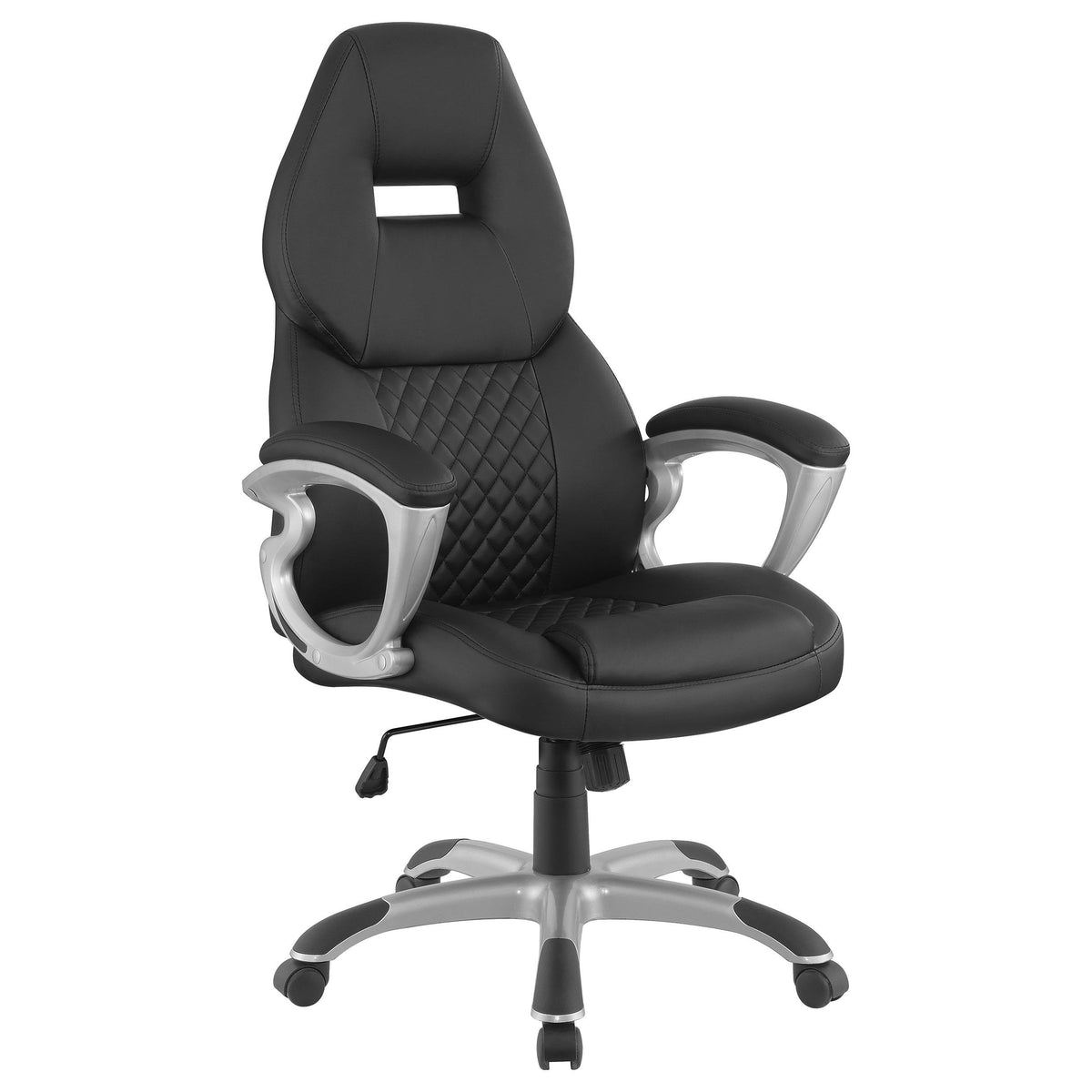 Bruce Adjustable Height Office Chair Black and Silver Half Price Furniture