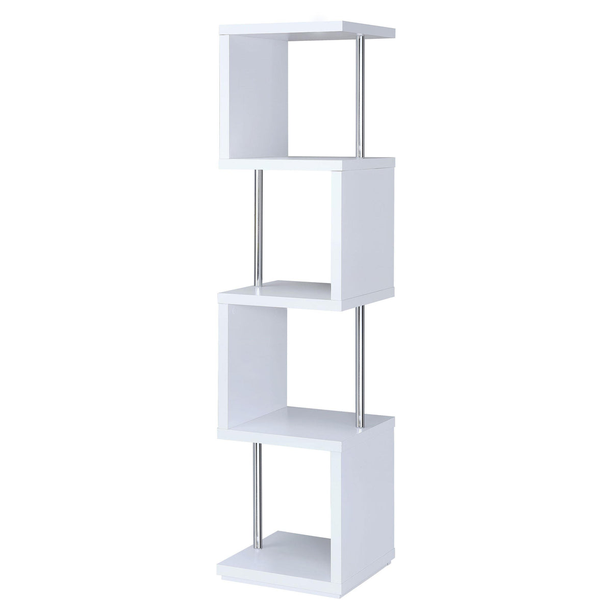 Baxter 4-shelf Bookcase White and Chrome Baxter 4-shelf Bookcase White and Chrome Half Price Furniture