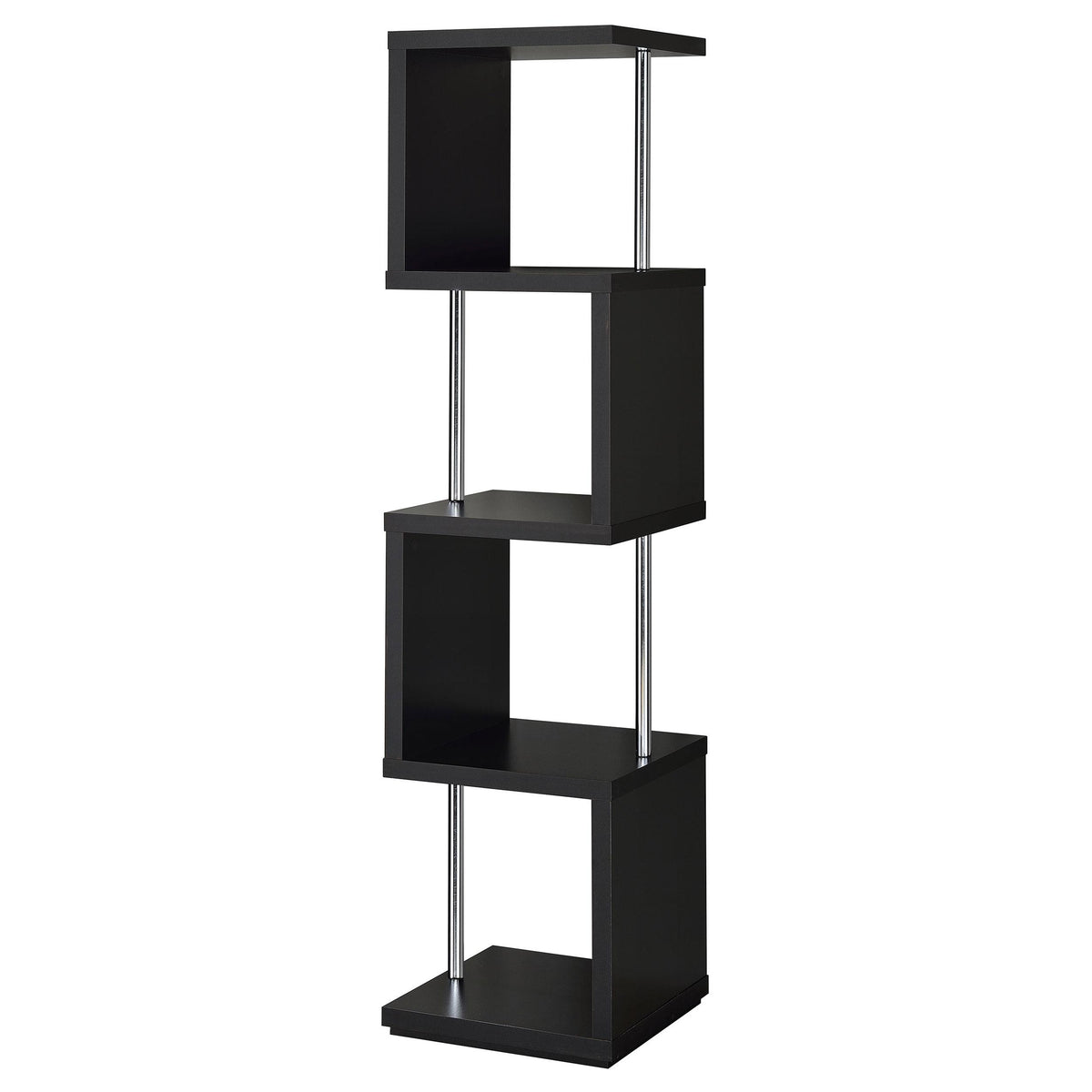 Baxter 4-shelf Bookcase Black and Chrome  Las Vegas Furniture Stores