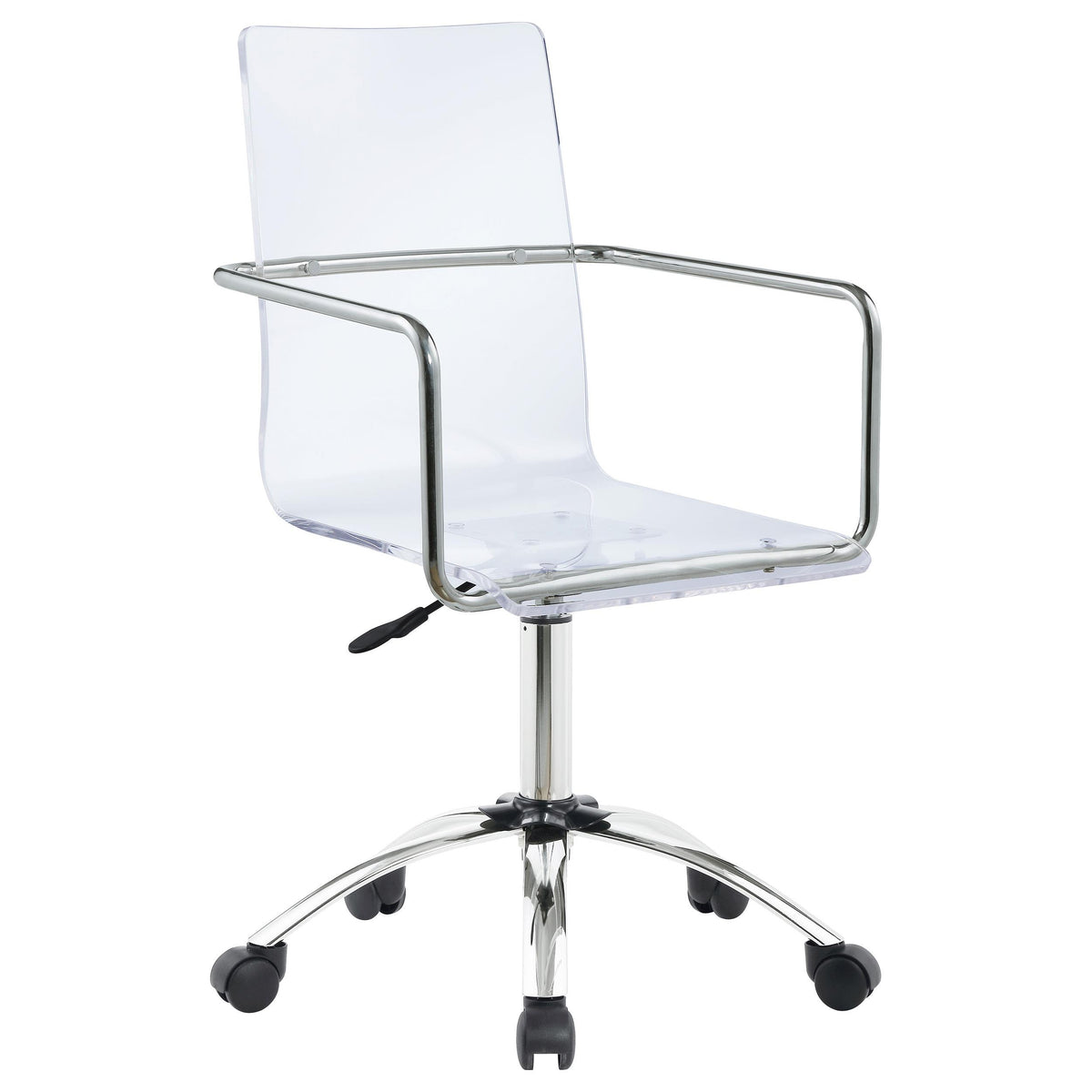 Amaturo Office Chair with Casters Clear and Chrome Amaturo Office Chair with Casters Clear and Chrome Half Price Furniture