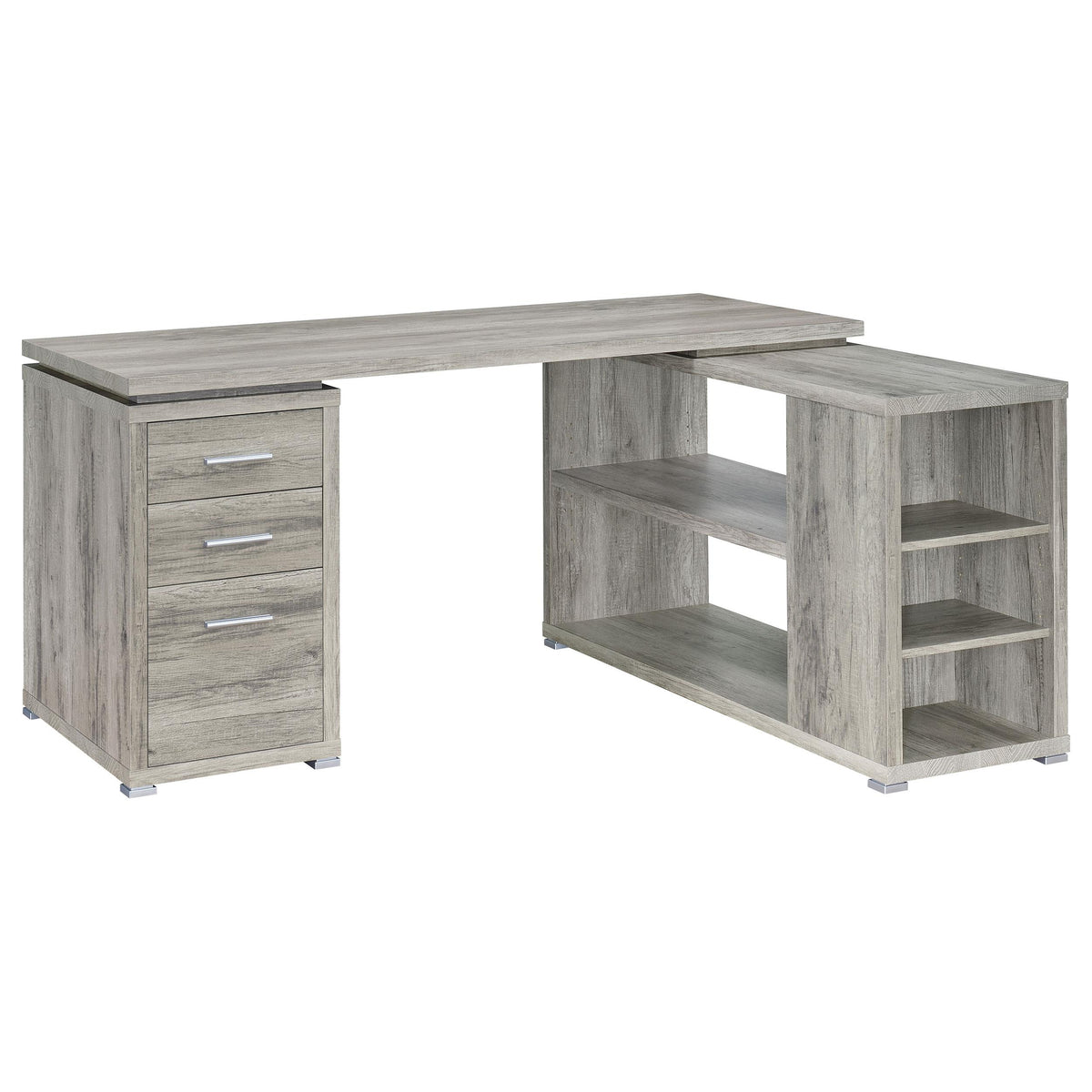 Yvette L-shape Office Desk Grey Driftwood Half Price Furniture