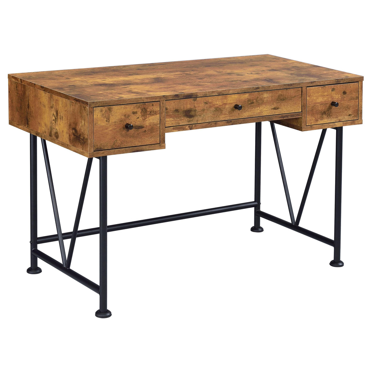 Analiese 3-drawer Writing Desk Antique Nutmeg and Black  Las Vegas Furniture Stores