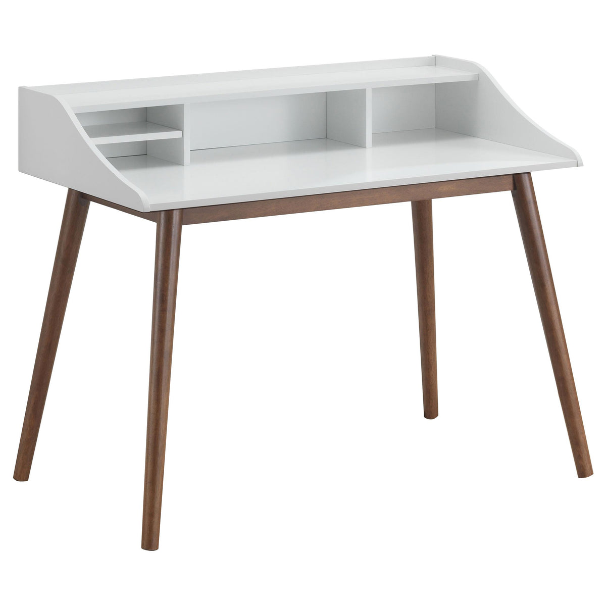Percy 4-Compartment Writing Desk White and Walnut Percy 4-Compartment Writing Desk White and Walnut Half Price Furniture