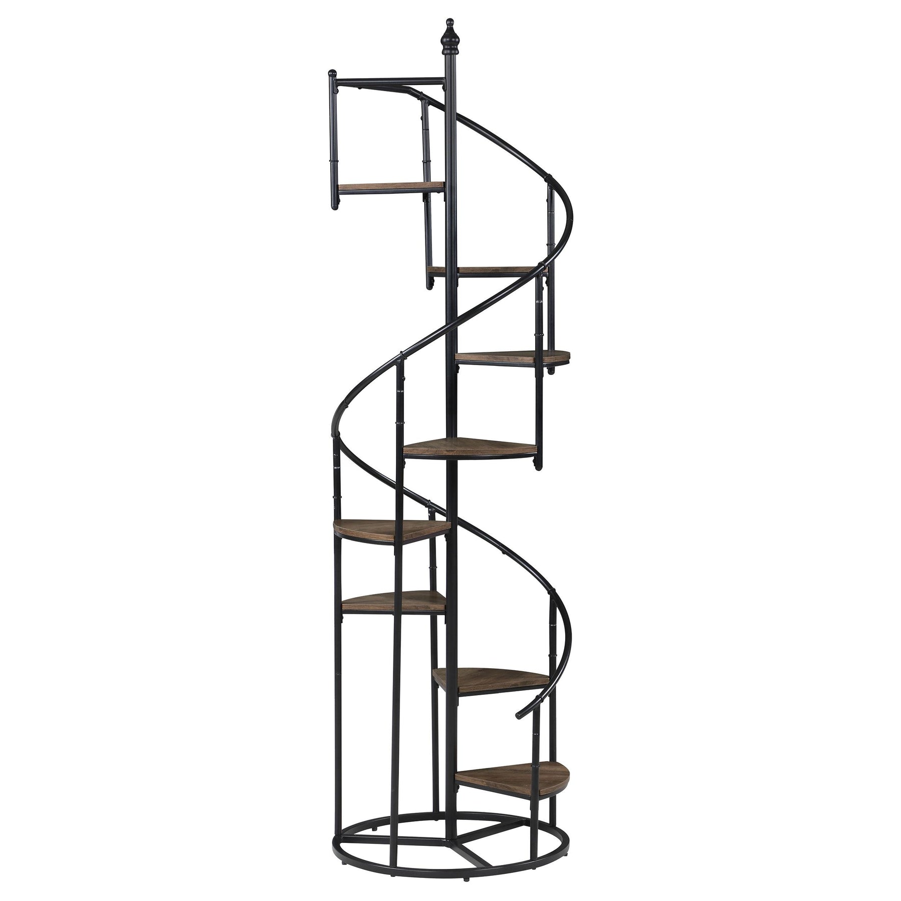 Roseglen 8-shelf Staircase Bookcase Rustic Brown and Black Half Price Furniture