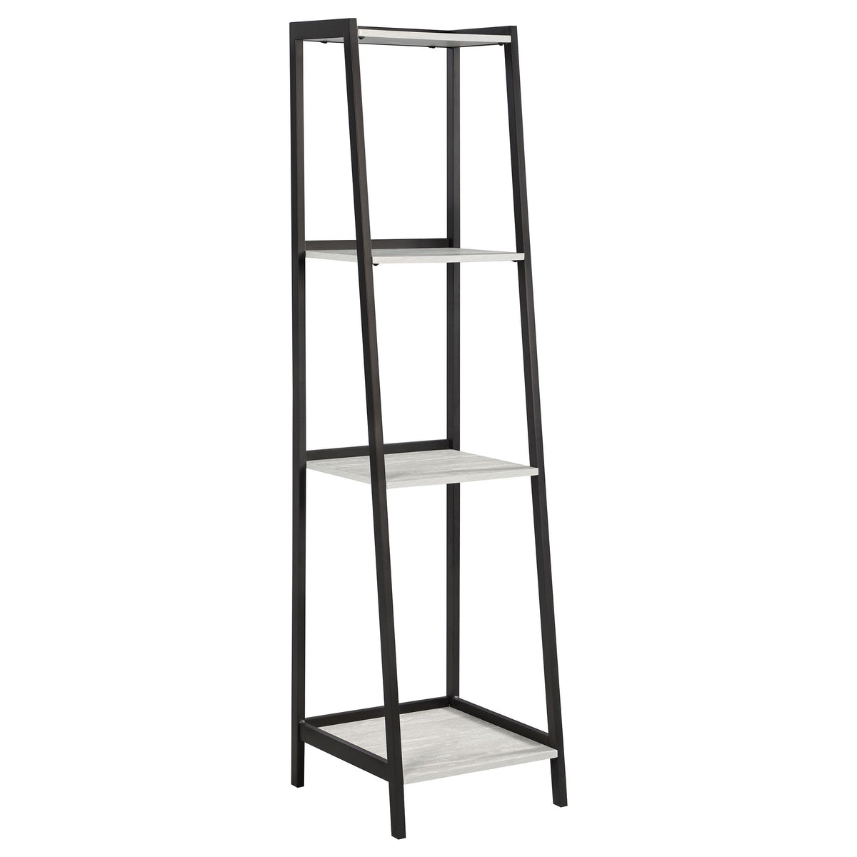 Pinckard 4-shelf Ladder Bookcase Grey Stone and Black Half Price Furniture