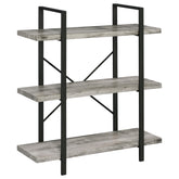 Cole 3-Shelf Bookcase Grey Driftwood and Gunmetal Cole 3-Shelf Bookcase Grey Driftwood and Gunmetal Half Price Furniture