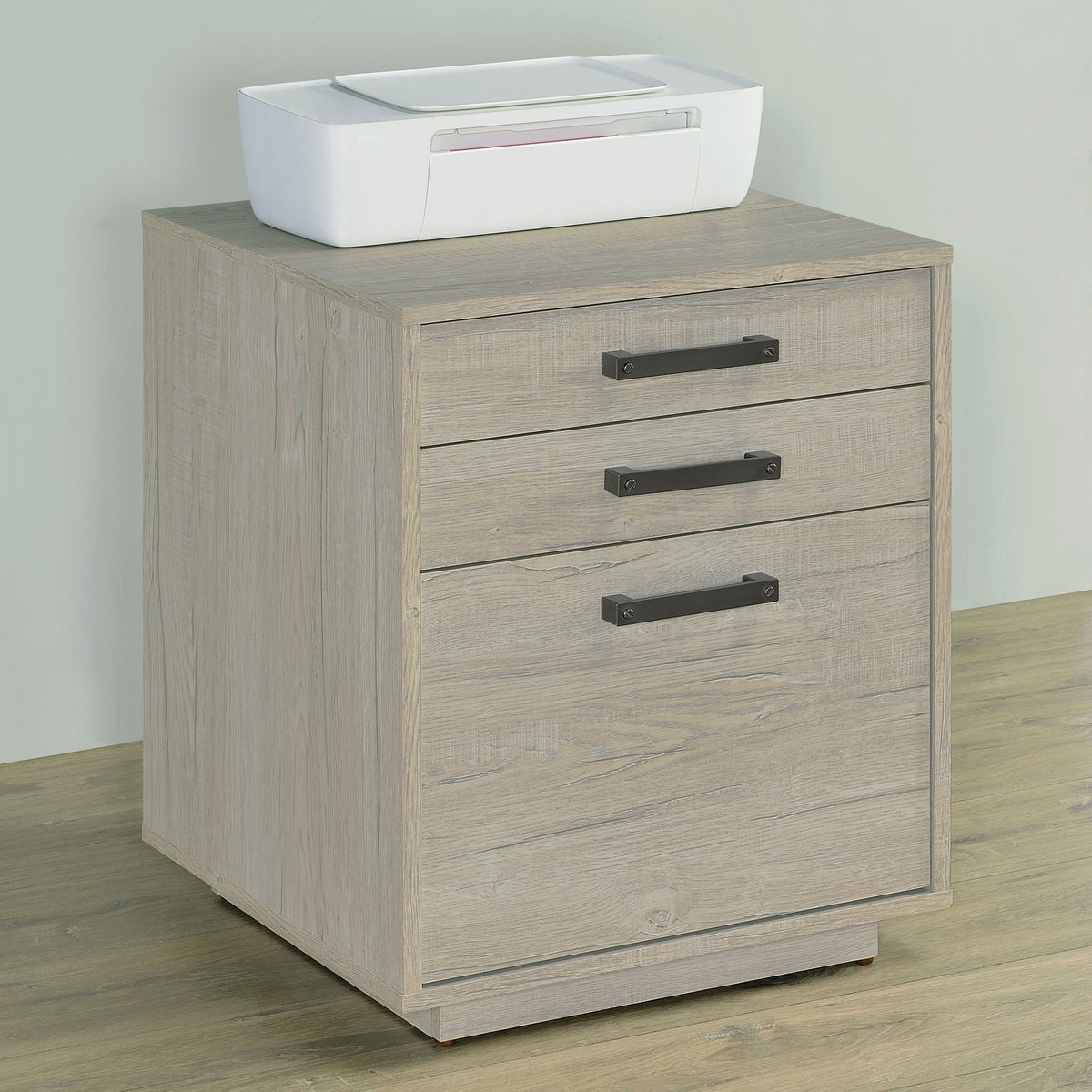 Loomis 3-drawer Square File Cabinet Whitewashed Grey Half Price Furniture