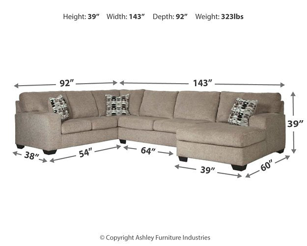 Ballinasloe 3-Piece Sectional with Chaise - Sectional - Half Price Furniture