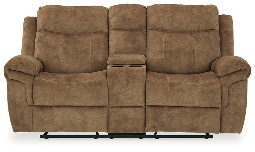 Huddle-Up Glider Reclining Loveseat with Console  Half Price Furniture