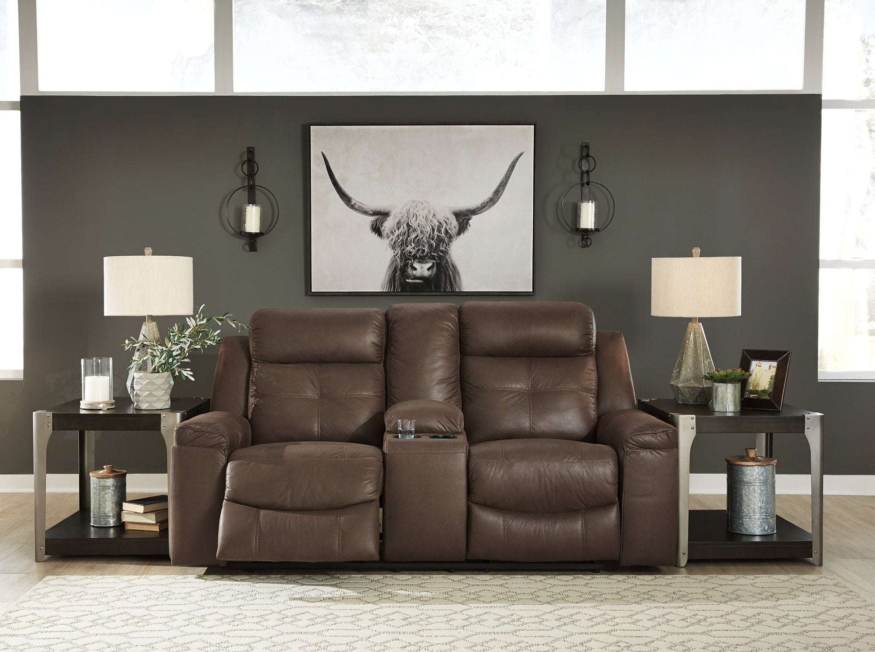 Jesolo Reclining Loveseat with Console - Half Price Furniture