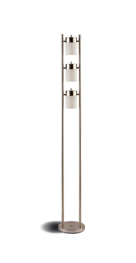 Munson Floor Lamp with 3 Swivel Lights Brushed Silver  Las Vegas Furniture Stores