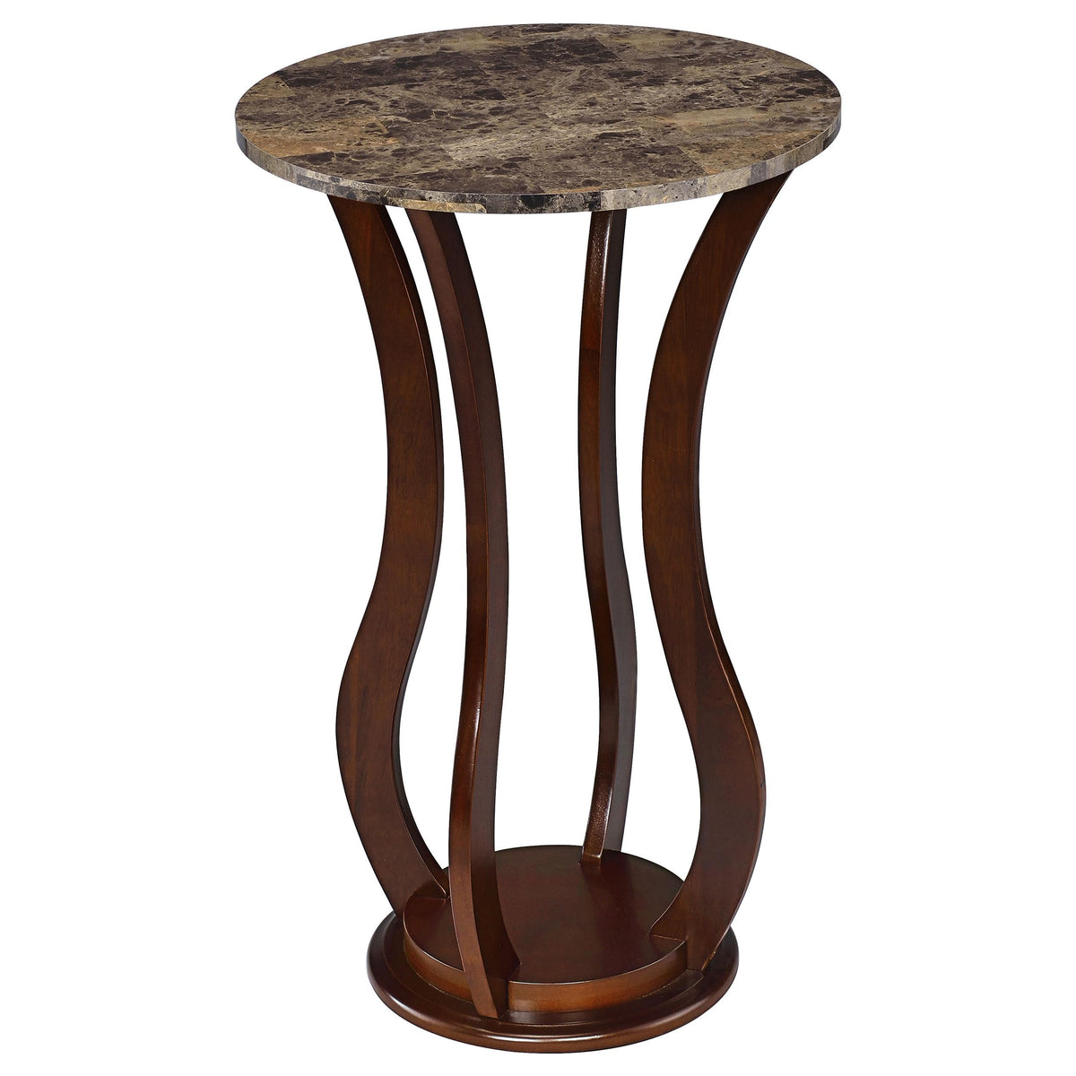 Elton Round Marble Top Accent Table Brown  Las Vegas Furniture Stores