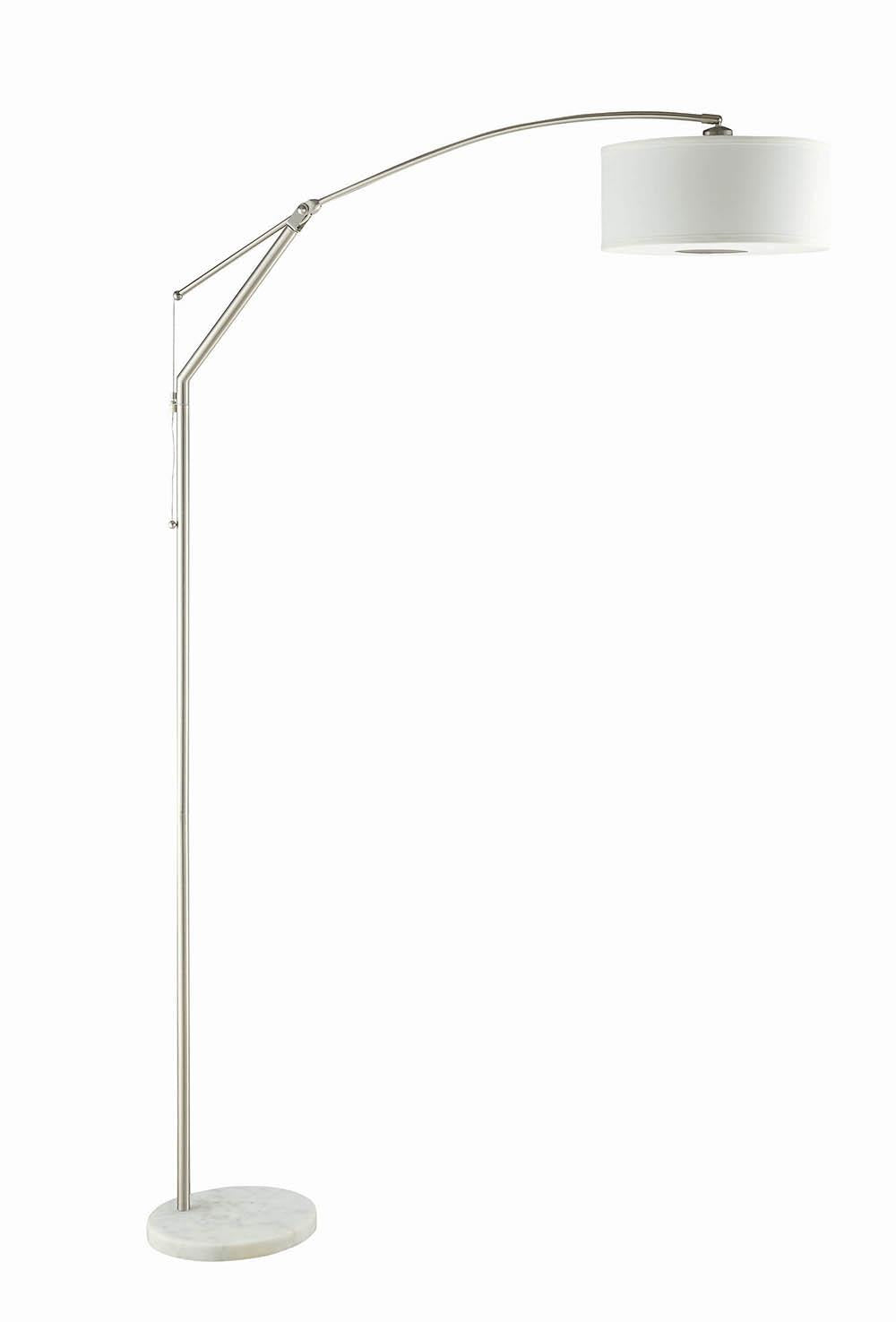Moniz Adjustable Arched Arm Floor Lamp Chrome and White Half Price Furniture