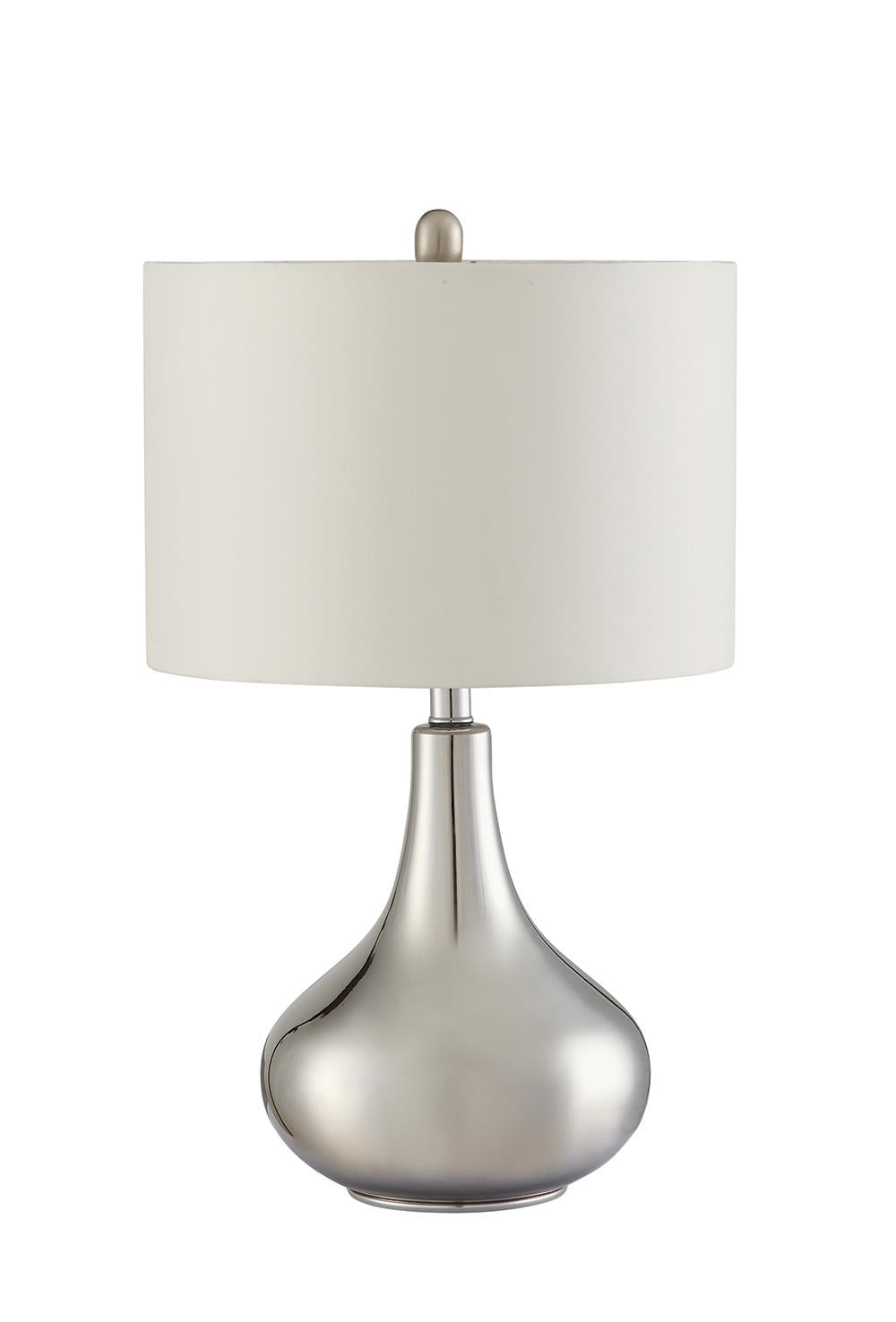 Junko Drum Shade Table Lamp Chrome and White  Las Vegas Furniture Stores