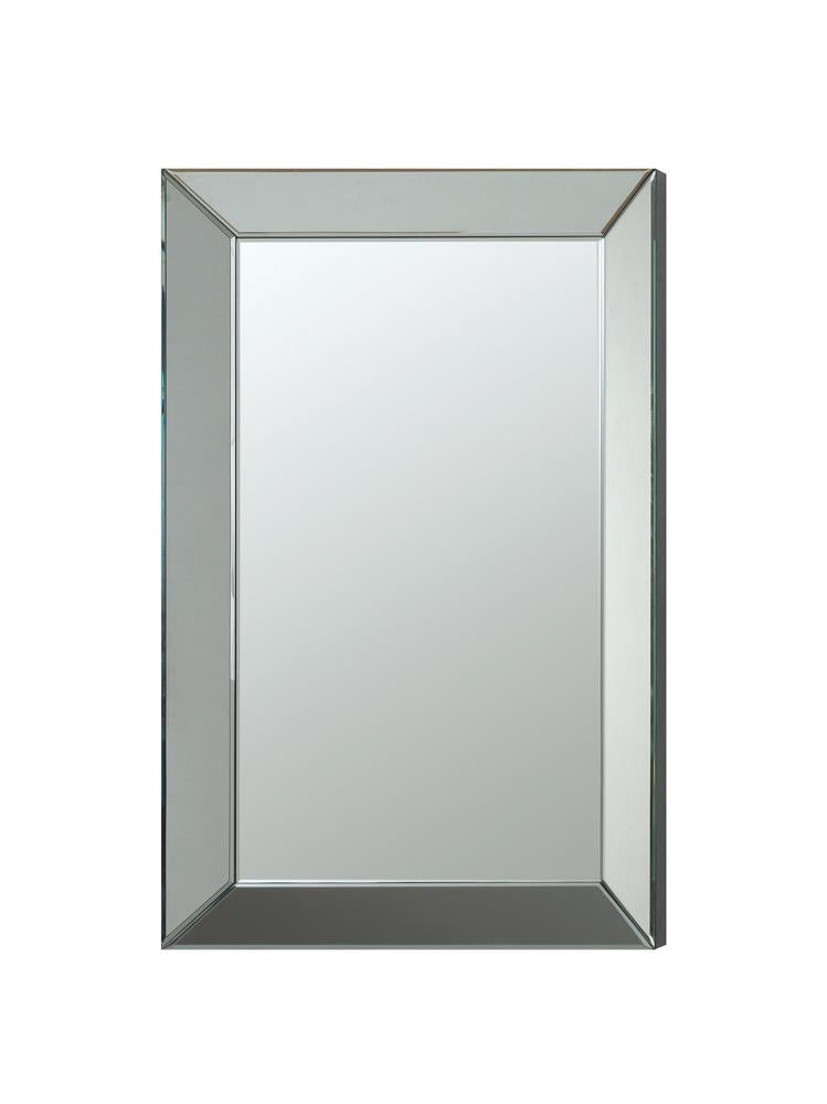 Pinciotti Rectangular Beveled Wall Mirror Silver  Las Vegas Furniture Stores