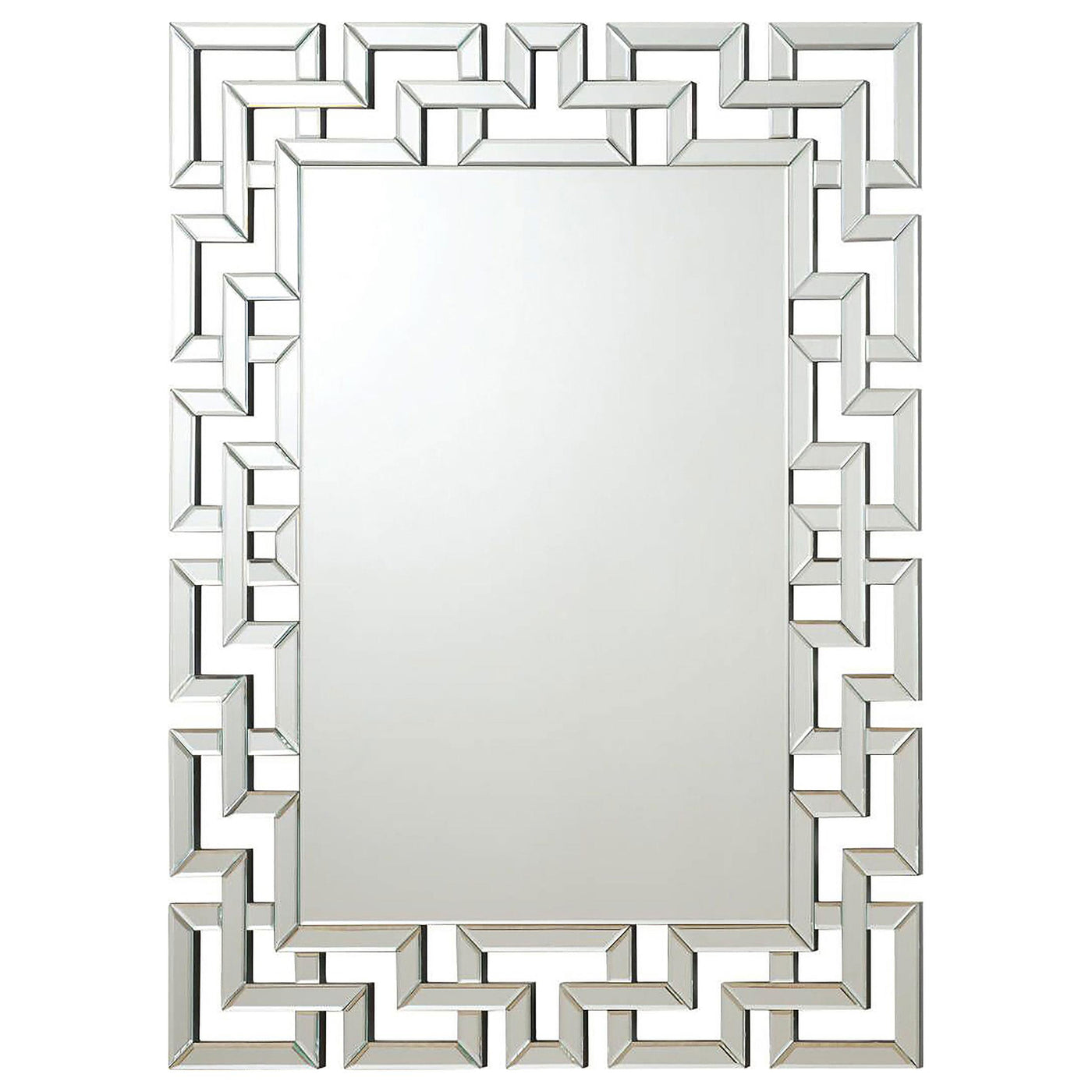 Forman Interlocking Greek Frameless Wall Mirror Silver Half Price Furniture