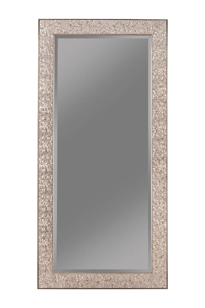 Rollins Rectangular Floor Mirror Silver Sparkle Half Price Furniture
