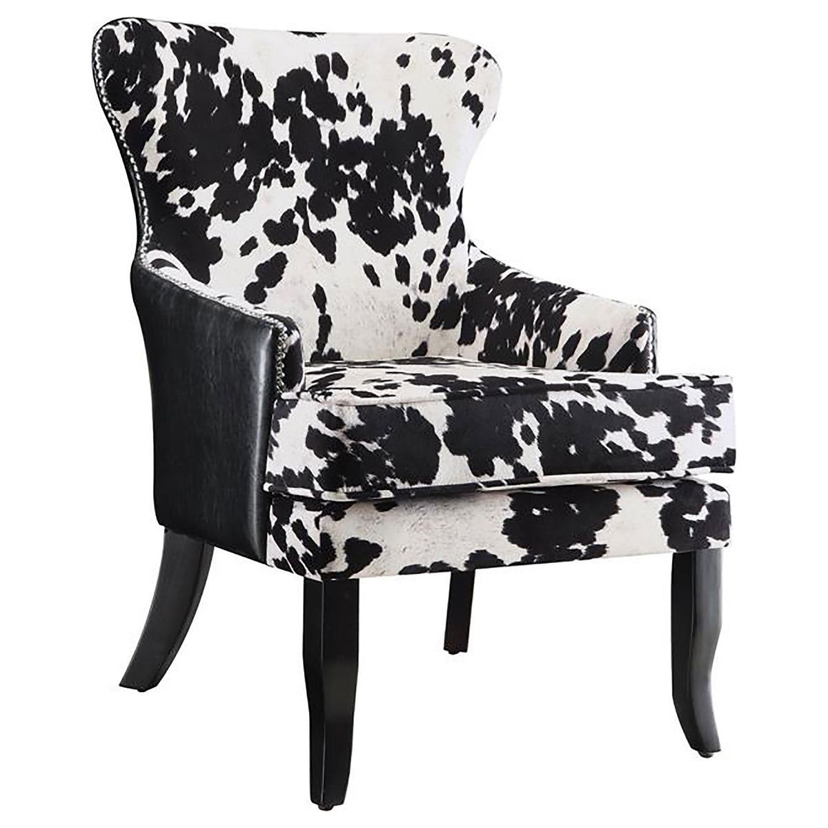 Trea Cowhide Print Accent Chair Black and White Trea Cowhide Print Accent Chair Black and White Half Price Furniture