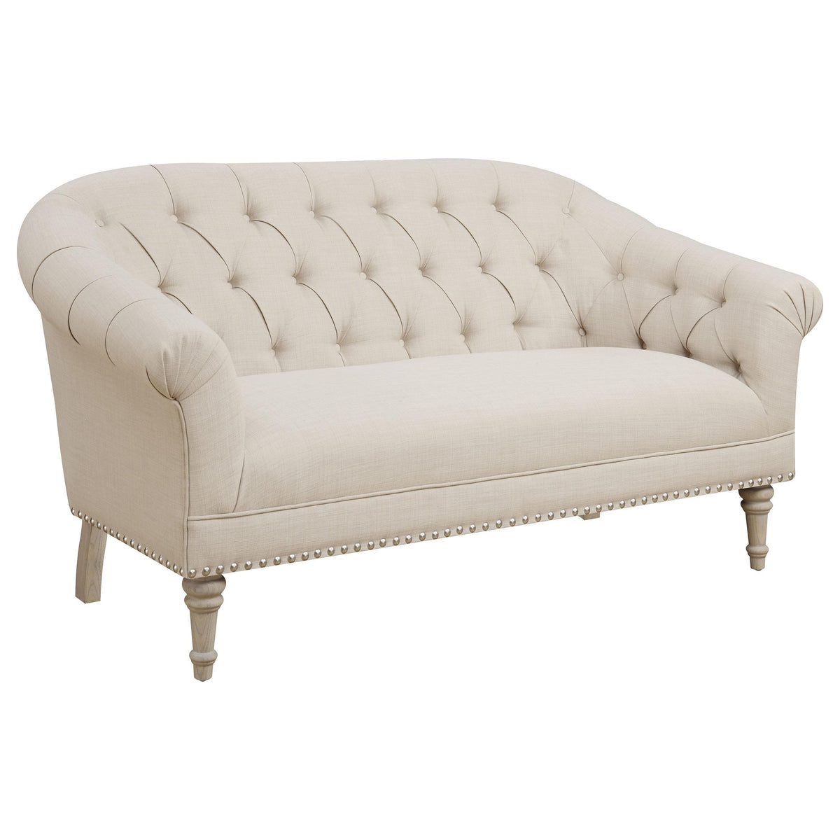 Billie Tufted Back Settee with Roll Arm Natural Billie Tufted Back Settee with Roll Arm Natural Half Price Furniture