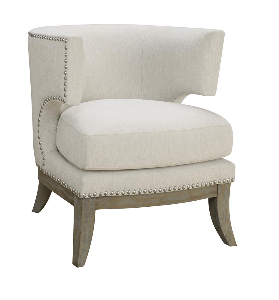 Jordan Dominic Barrel Back Accent Chair White and Weathered Grey  Las Vegas Furniture Stores