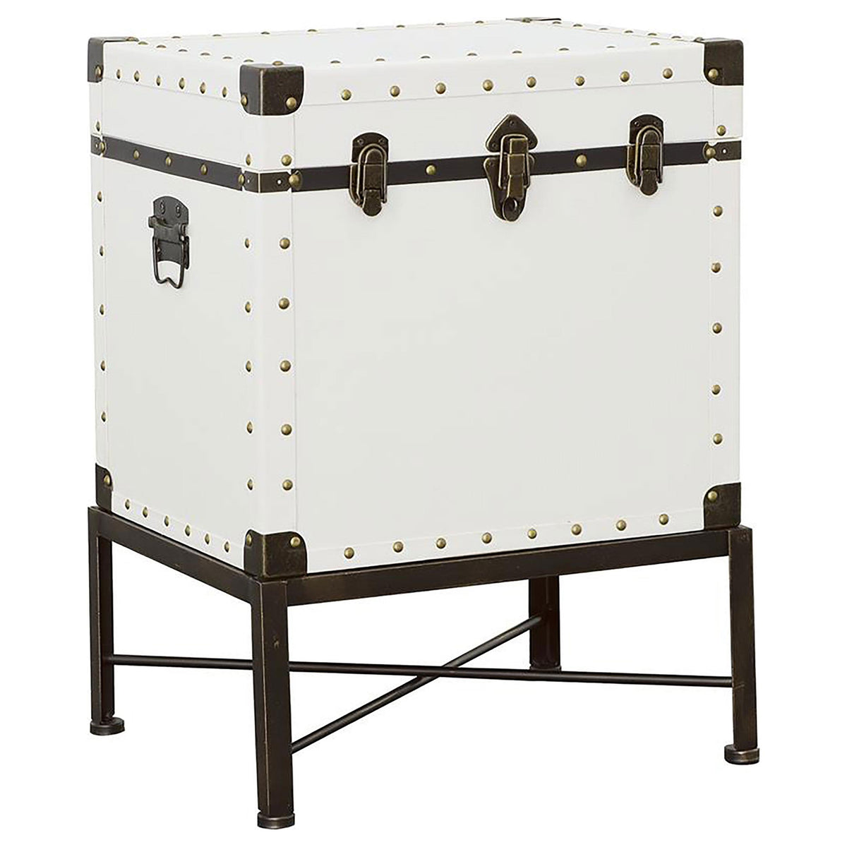 Nancy Accent Cabinet with Nailhead Trim White  Las Vegas Furniture Stores