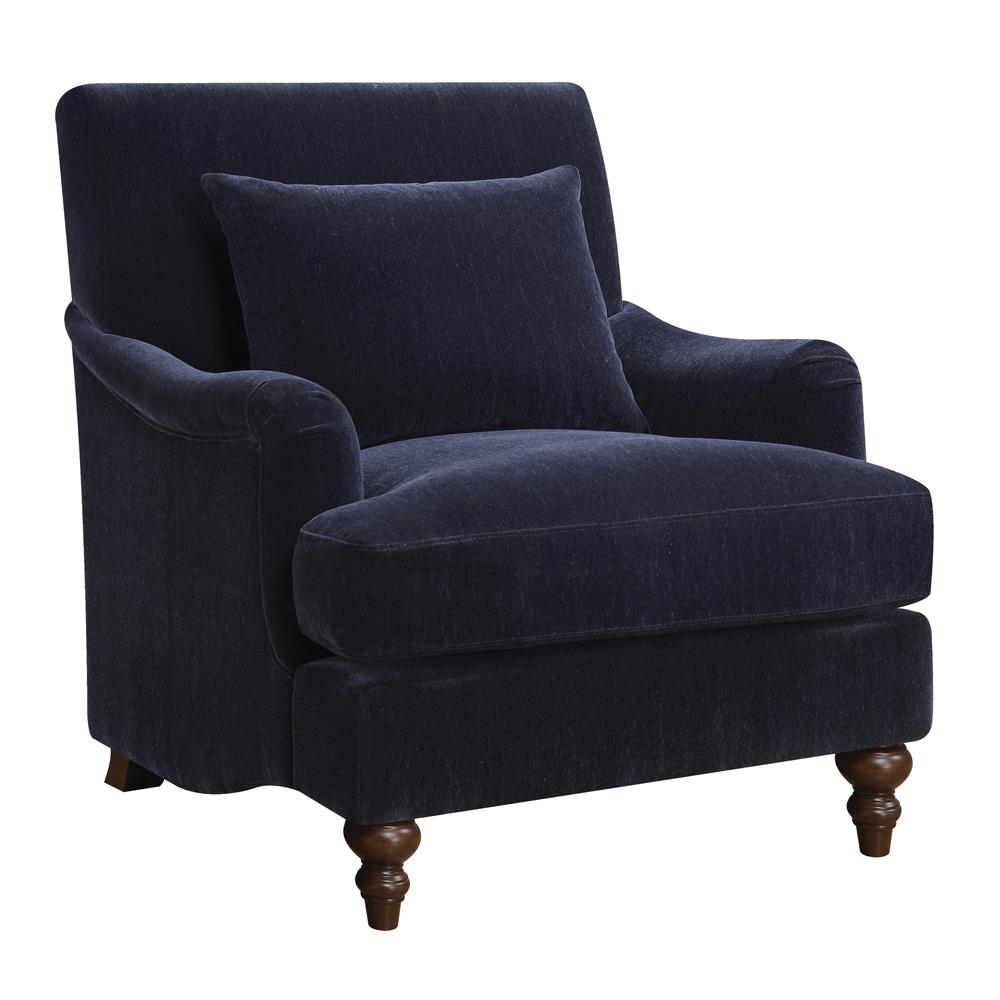 Frodo Upholstered Accent Chair with Turned Legs Midnight Blue Frodo Upholstered Accent Chair with Turned Legs Midnight Blue Half Price Furniture