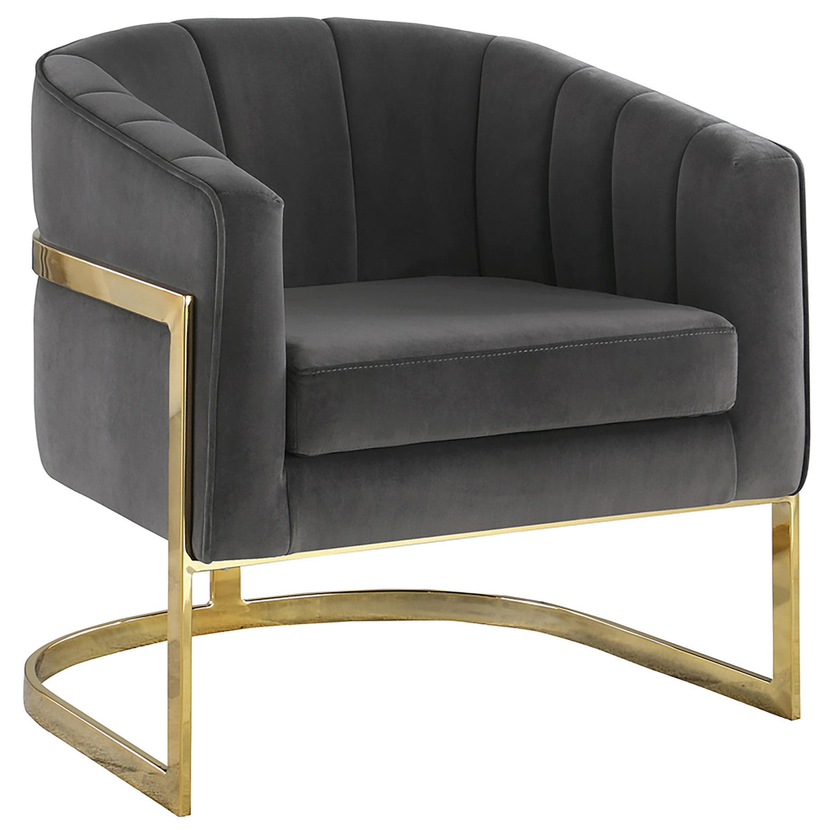 Joey Tufted Barrel Accent Chair Dark Grey and Gold Joey Tufted Barrel Accent Chair Dark Grey and Gold Half Price Furniture