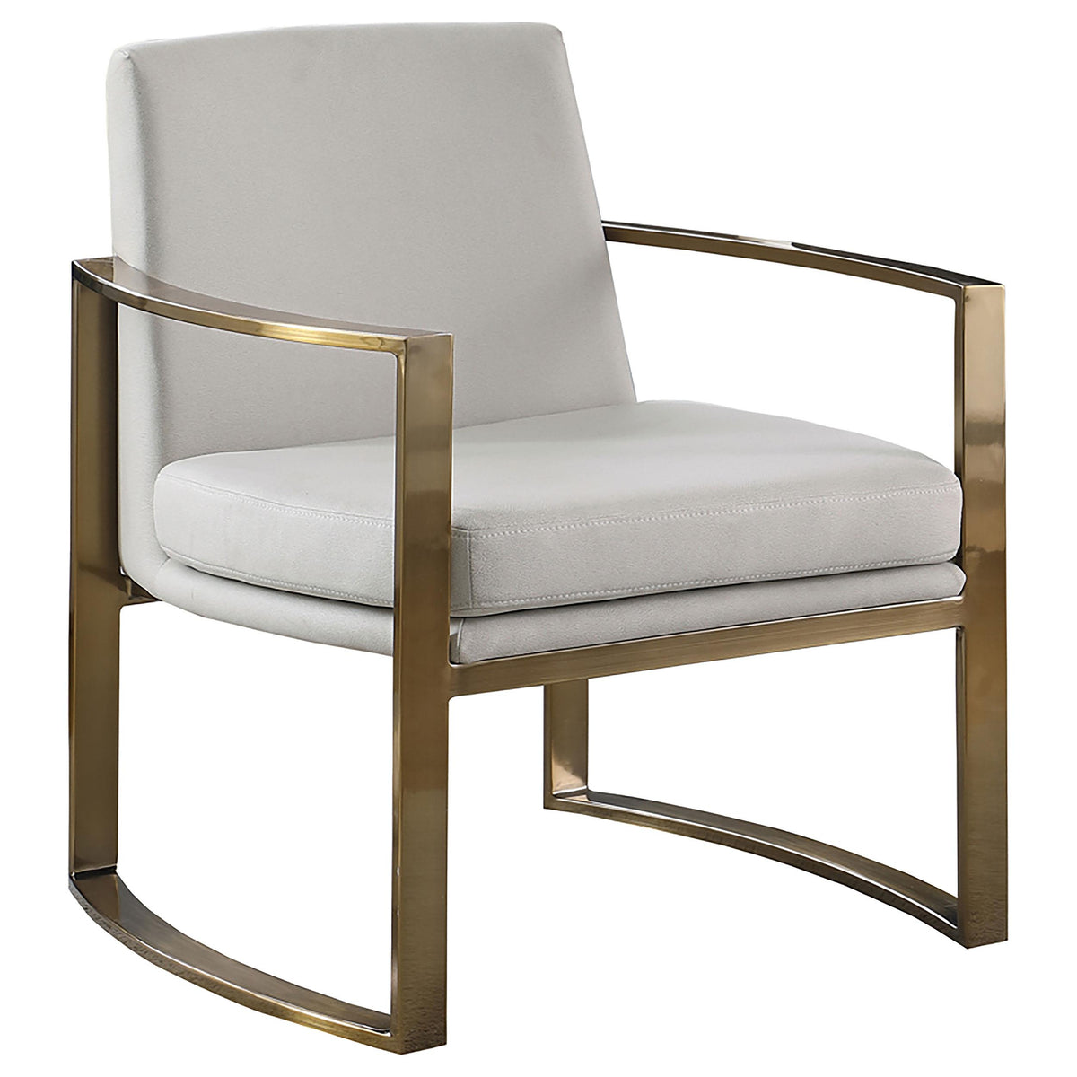 Cory Concave Metal Arm Accent Chair Cream and Bronze  Las Vegas Furniture Stores