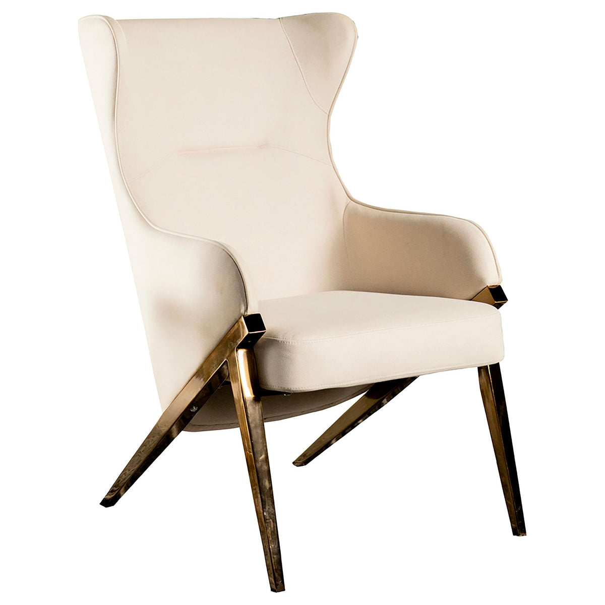 Walker Upholstered Accent Chair Cream and Bronze  Las Vegas Furniture Stores