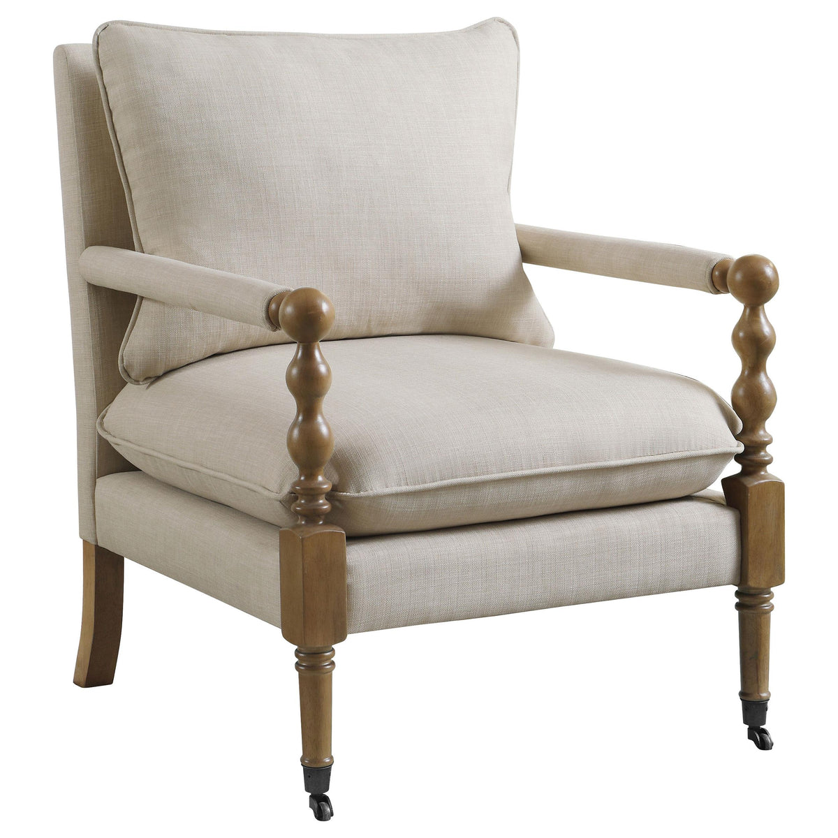 Dempsy Upholstered Accent Chair with Casters Beige  Las Vegas Furniture Stores
