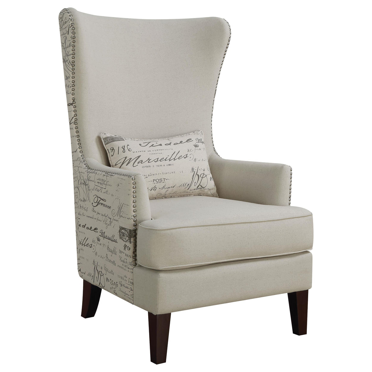 Pippin Curved Arm High Back Accent Chair Cream  Las Vegas Furniture Stores