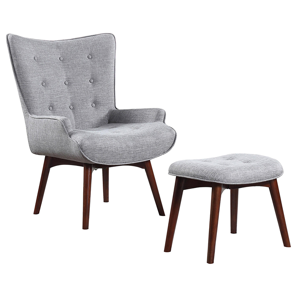 Willow Upholstered Accent Chair with Ottoman Grey and Brown  Las Vegas Furniture Stores