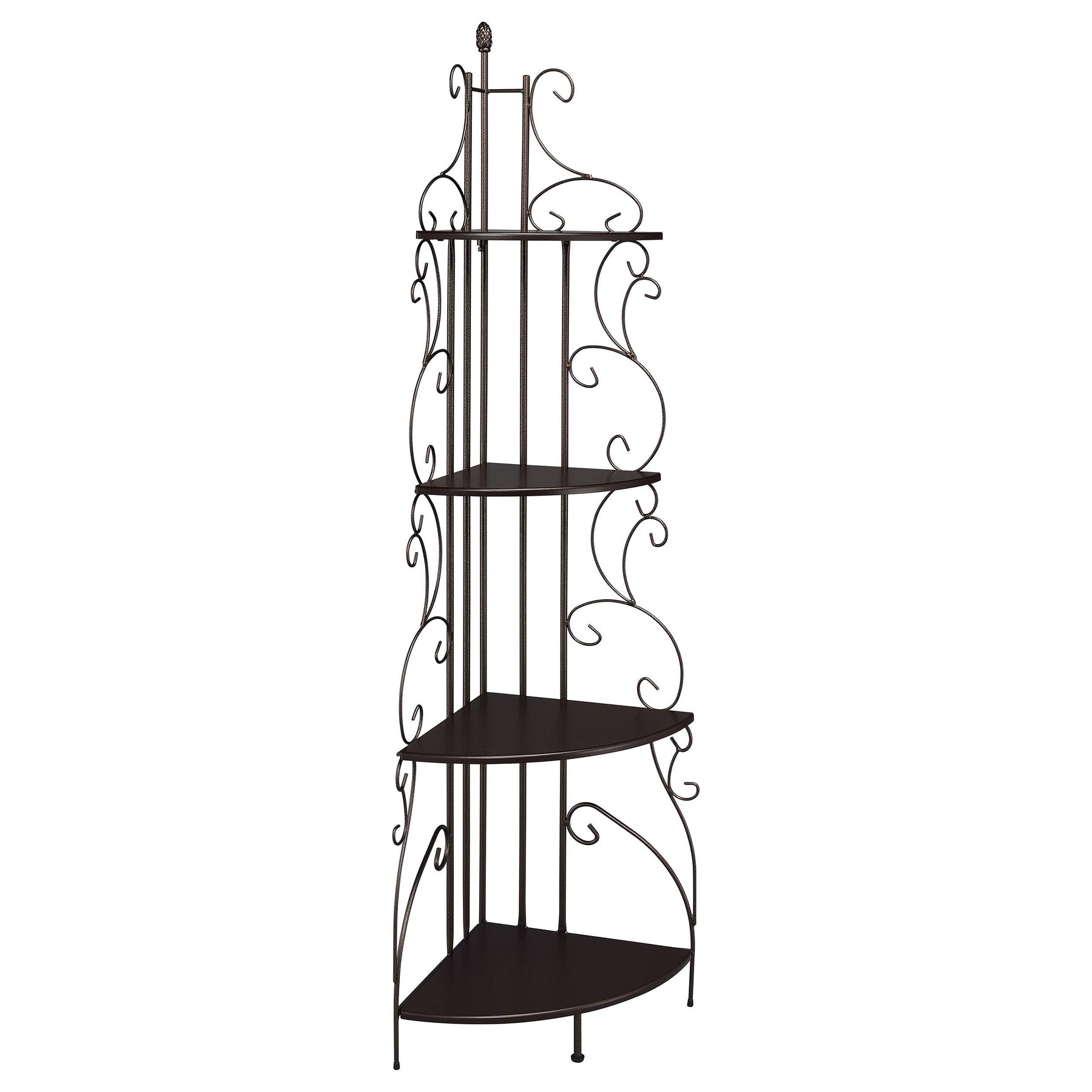 Poppy 4-shelf Corner Bookcase Cappuccino and Copper Half Price Furniture