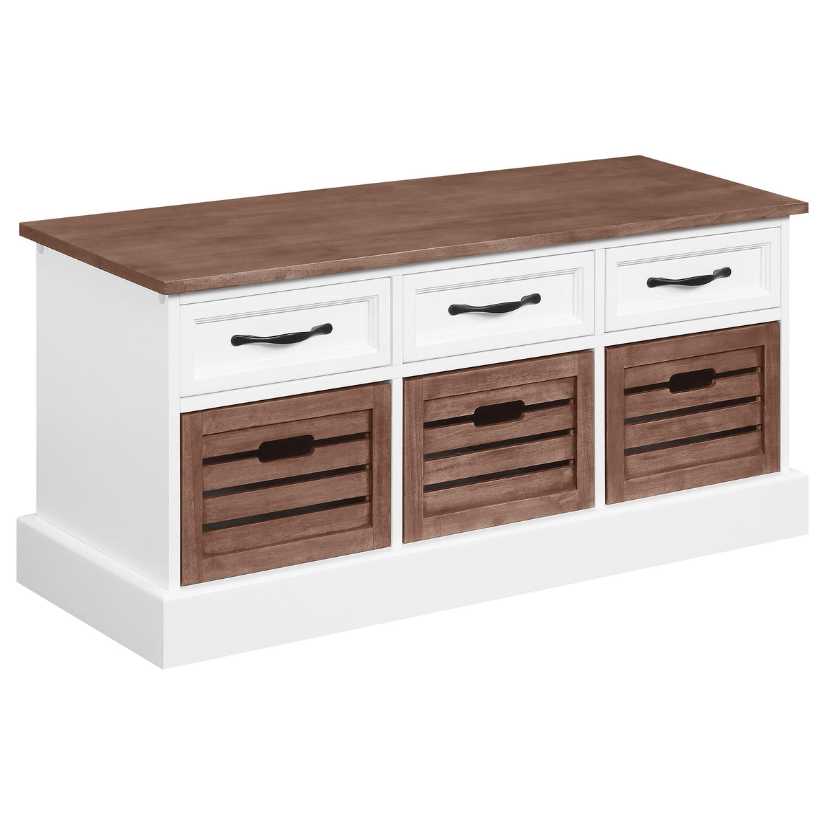 Alma 3-drawer Storage Bench Weathered Brown and White  Las Vegas Furniture Stores