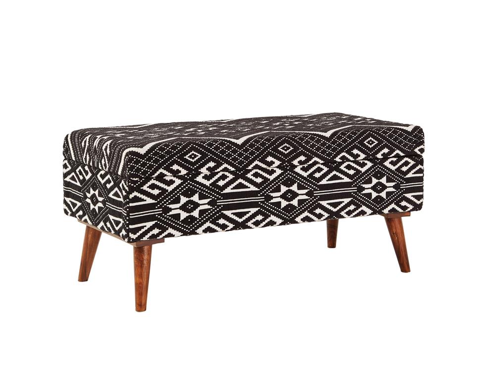 Cababi Upholstered Storage Bench Black and White Cababi Upholstered Storage Bench Black and White Half Price Furniture