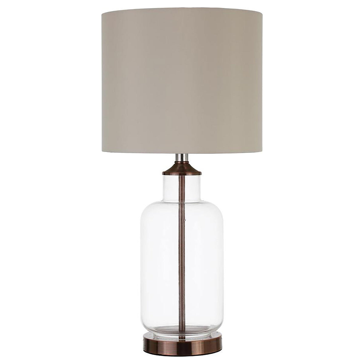 Aisha Drum Shade Table Lamp Creamy Beige and Clear  Las Vegas Furniture Stores