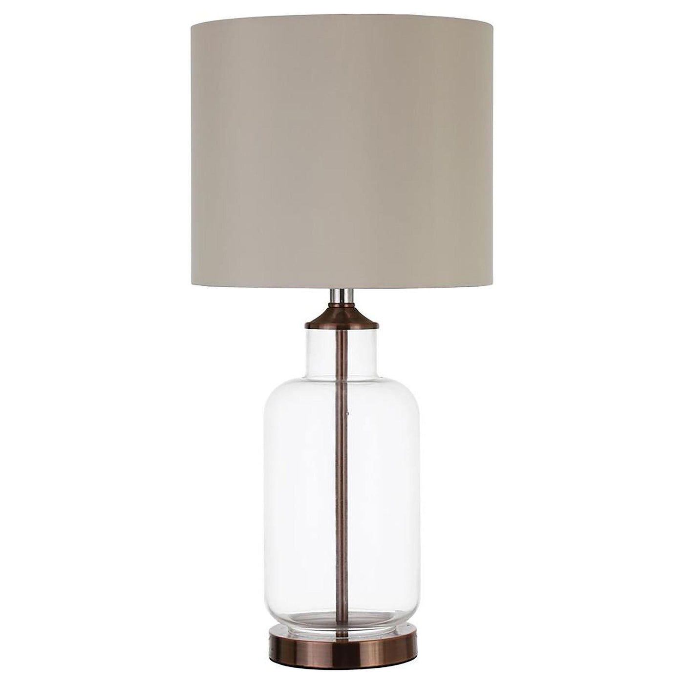 Aisha Drum Shade Table Lamp Creamy Beige and Clear Half Price Furniture