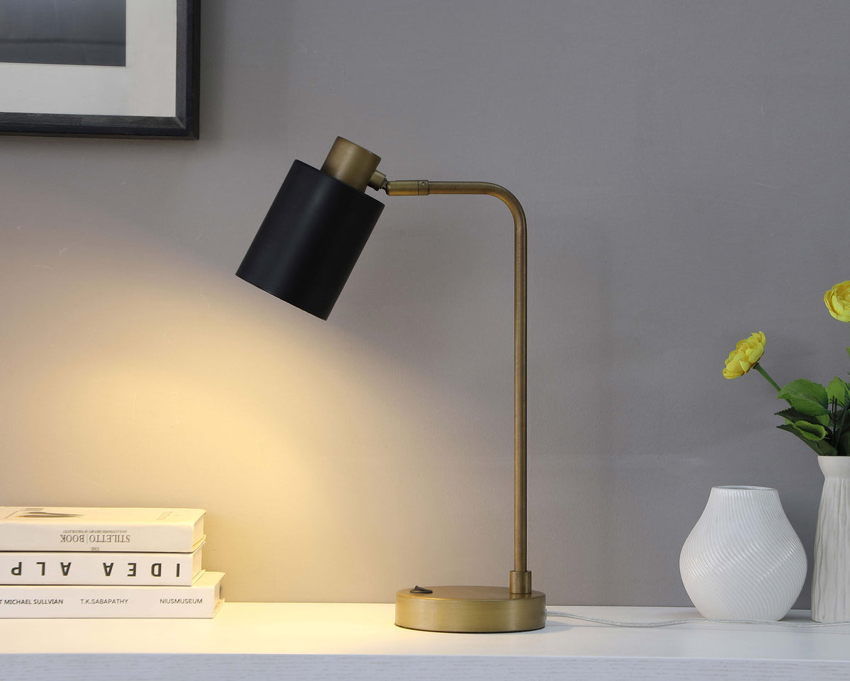 Cherise Adjustable Shade Table Lamp Antique Brass and Matte Black Cherise Adjustable Shade Table Lamp Antique Brass and Matte Black Half Price Furniture