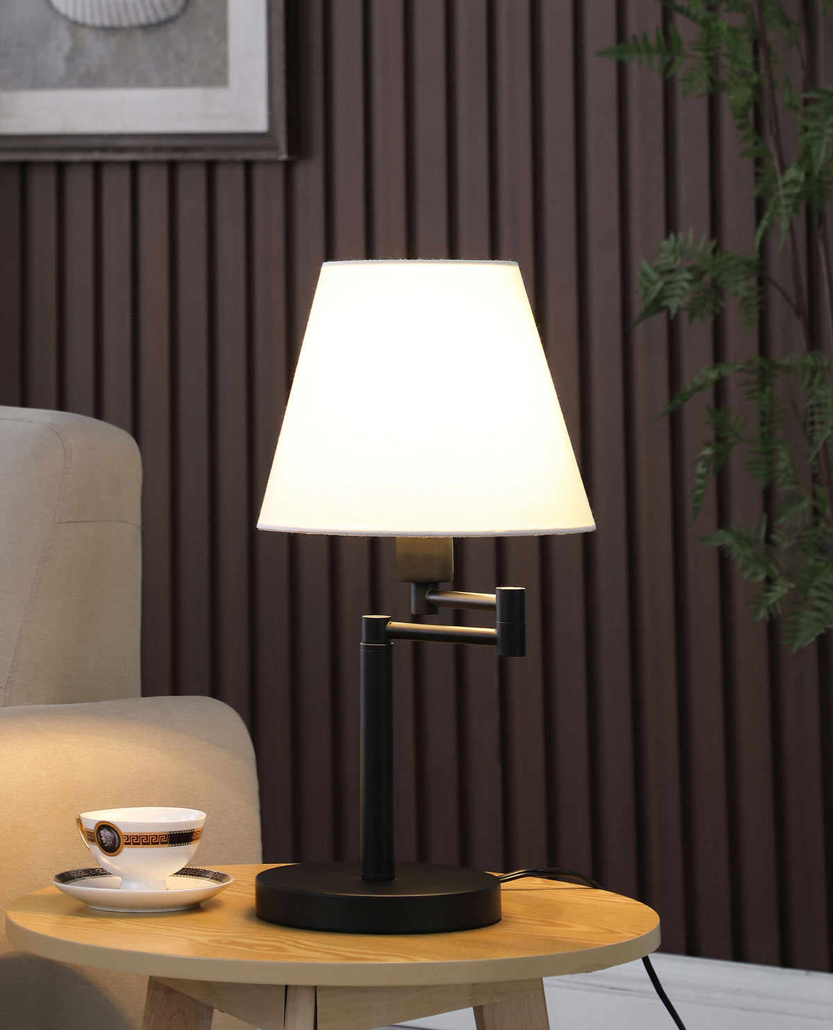 Colombe Rotatable Frame Table Lamp Off White and Matte Black  Las Vegas Furniture Stores