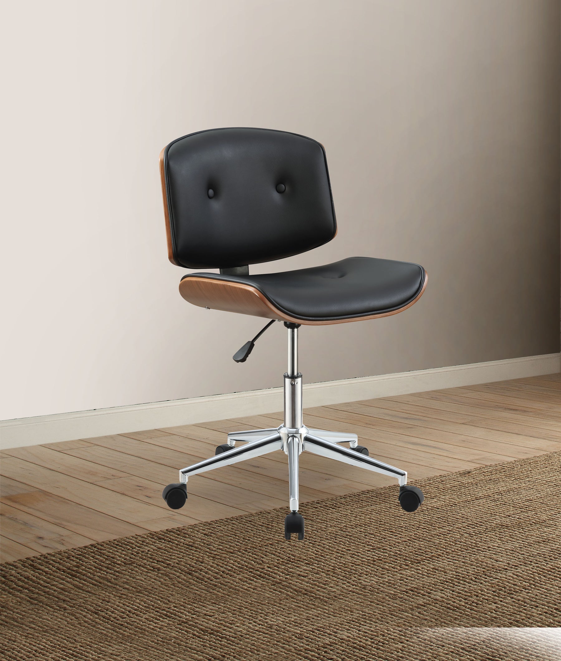 Camila Black PU & Walnut Office Chair Half Price Furniture