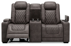 HyllMont Power Reclining Loveseat with Console - Half Price Furniture
