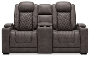 HyllMont Power Reclining Loveseat with Console  Las Vegas Furniture Stores