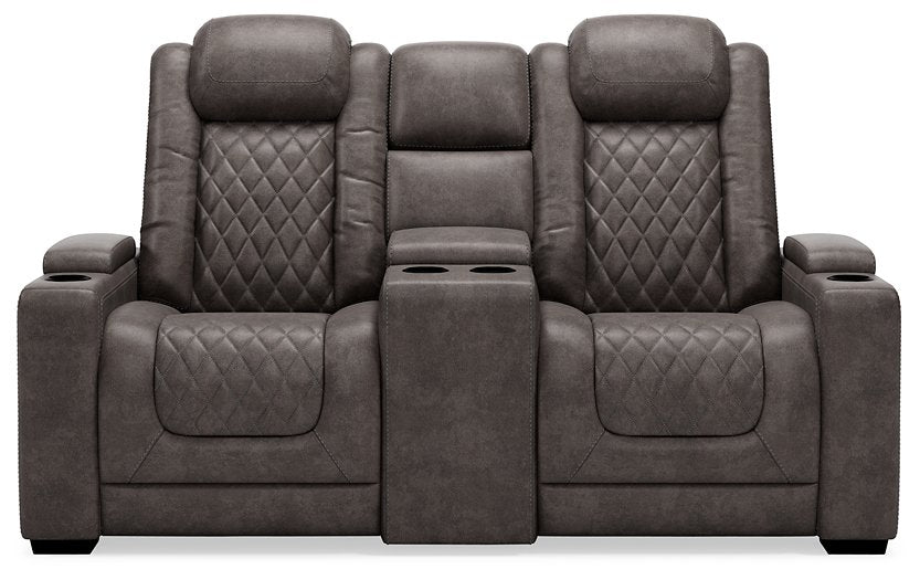 HyllMont Power Reclining Loveseat with Console  Half Price Furniture