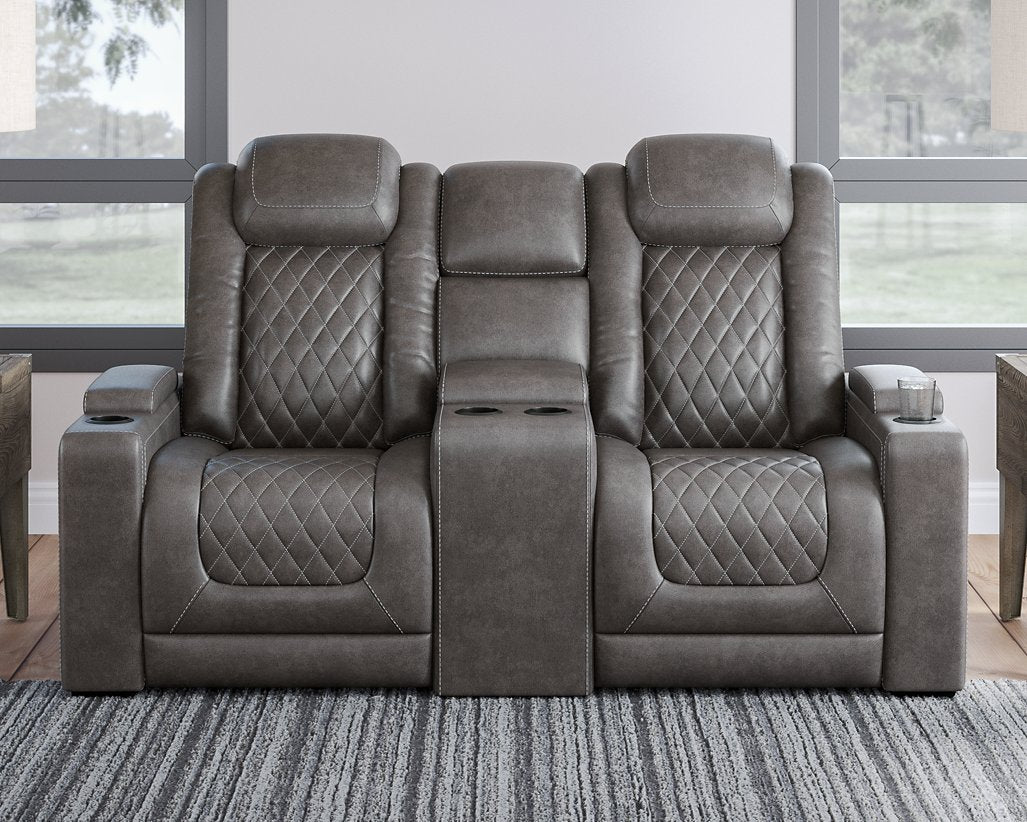 HyllMont Power Reclining Loveseat with Console - Half Price Furniture